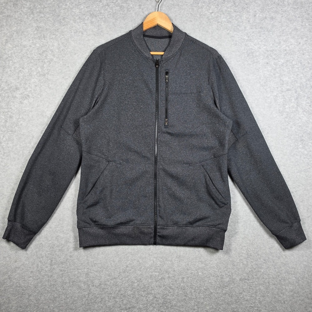 Lululemon Bomber Jacket Sweater Large Dark Gray Heathered Athleisure Slim Fit
